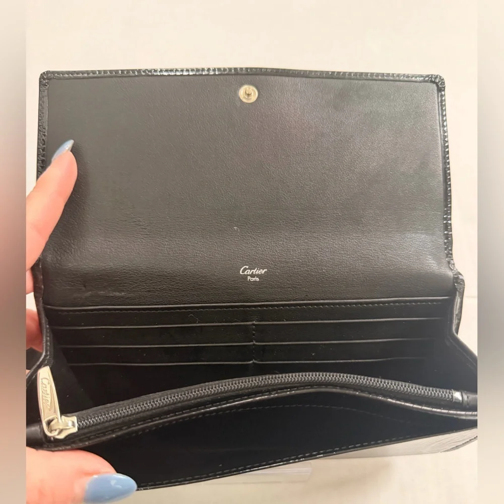 Cartier Glossy Patent Black Leather ‘Happy Birthday’ Long Wallet